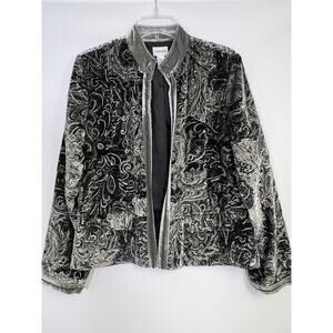 Vtg Chicos Velvet Burnout Silk Blend Kimono Topper Sz 1 Whimsigoth Chic Oriental